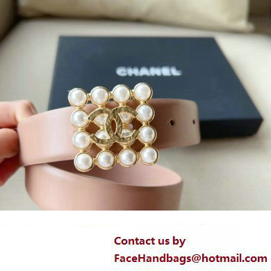 Chanel Width 3cm Metal & Glass Pearls calfskin belt AAA036 05 2024